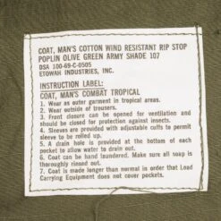 VINTAGE US ARMY TROPICAL COMBAT JACKET 1969 VIETNAM WAR LARGE LONG NOS NEW(Vintage Us Army Tropical Combat Jacket 5th Pat 1969 Vietnam War Large Long Nos) -Rare Gear USA Shop DSC 9392