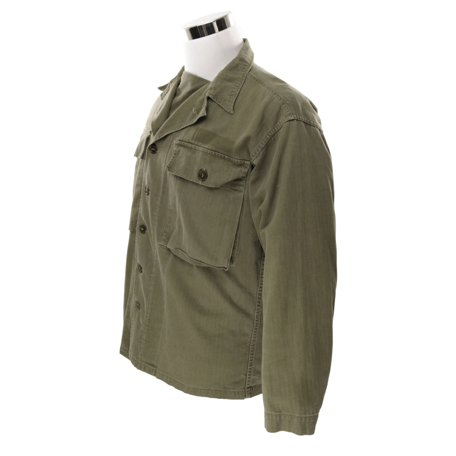 VINTAGE US ARMY FATIGUE SHIRT HBT HERRINGBONE TWILL 1950S EARLY VIETNAM 38R(Us Army Utility Shirt Hbt Herringbone Twill 1950s) 2 VINTAGE US ARMY FATIGUE SHIRT HBT HERRINGBONE TWILL 1950S EARLY VIETNAM 38R(Us Army Utility Shirt Hbt Herringbone Twill 1950s) - Image 2