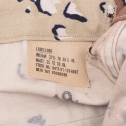 VINTAGE US ARMY CHOCOLATE CHIP DESERT CAMO COMBAT TROUSERS 1986 LARGE LONG NOS(Vintage Us Army Chocolate Chip Desert Camo Trousers 1980s Large Long Nos Copy) -Rare Gear USA Shop DSC 9947