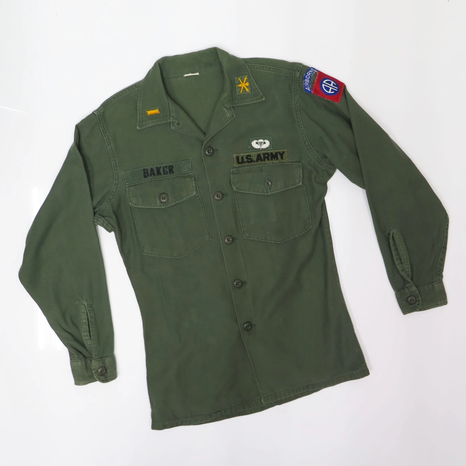 VINTAGE US ARMY UTILITY SHIRT P-64 P64 1968 VIETNAM WAR LIEUTENANT PARACHUTIST 82ND AIRBORNE DIVISION AIR DEFENSE ARTILLERY PATCHS SIZE 15 1/2 X 33(Us Army 1968 Vietnam Shirt Utility Lieutenant 82nd Airborne Division Parachute Artillery Patched) 3 VINTAGE US ARMY UTILITY SHIRT P-64 P64 1968 VIETNAM WAR LIEUTENANT PARACHUTIST 82ND AIRBORNE DIVISION AIR DEFENSE ARTILLERY PATCHS SIZE 15 1/2 X 33(Us Army 1968 Vietnam Shirt Utility Lieutenant 82nd Airborne Division Parachute Artillery Patched) - Image 3