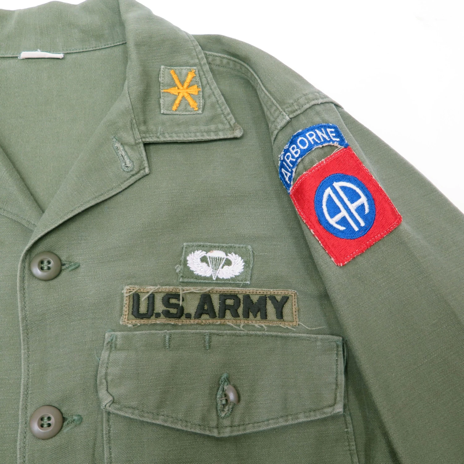 VINTAGE US ARMY UTILITY SHIRT P-64 P64 1968 VIETNAM WAR LIEUTENANT PARACHUTIST 82ND AIRBORNE DIVISION AIR DEFENSE ARTILLERY PATCHS SIZE 15 1/2 X 33(Us Army 1968 Vietnam Shirt Utility Lieutenant 82nd Airborne Division Parachute Artillery Patched) 6 VINTAGE US ARMY UTILITY SHIRT P-64 P64 1968 VIETNAM WAR LIEUTENANT PARACHUTIST 82ND AIRBORNE DIVISION AIR DEFENSE ARTILLERY PATCHS SIZE 15 1/2 X 33(Us Army 1968 Vietnam Shirt Utility Lieutenant 82nd Airborne Division Parachute Artillery Patched) - Image 6