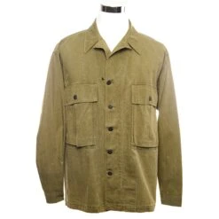 US ARMY UTILITY SHIRT HERRINGBONE 13 STARS BUTTONS WW2 SIZE 42R(Us Army Ww2 42r Utility Shirt Herringbone 13 Stars Buttons)