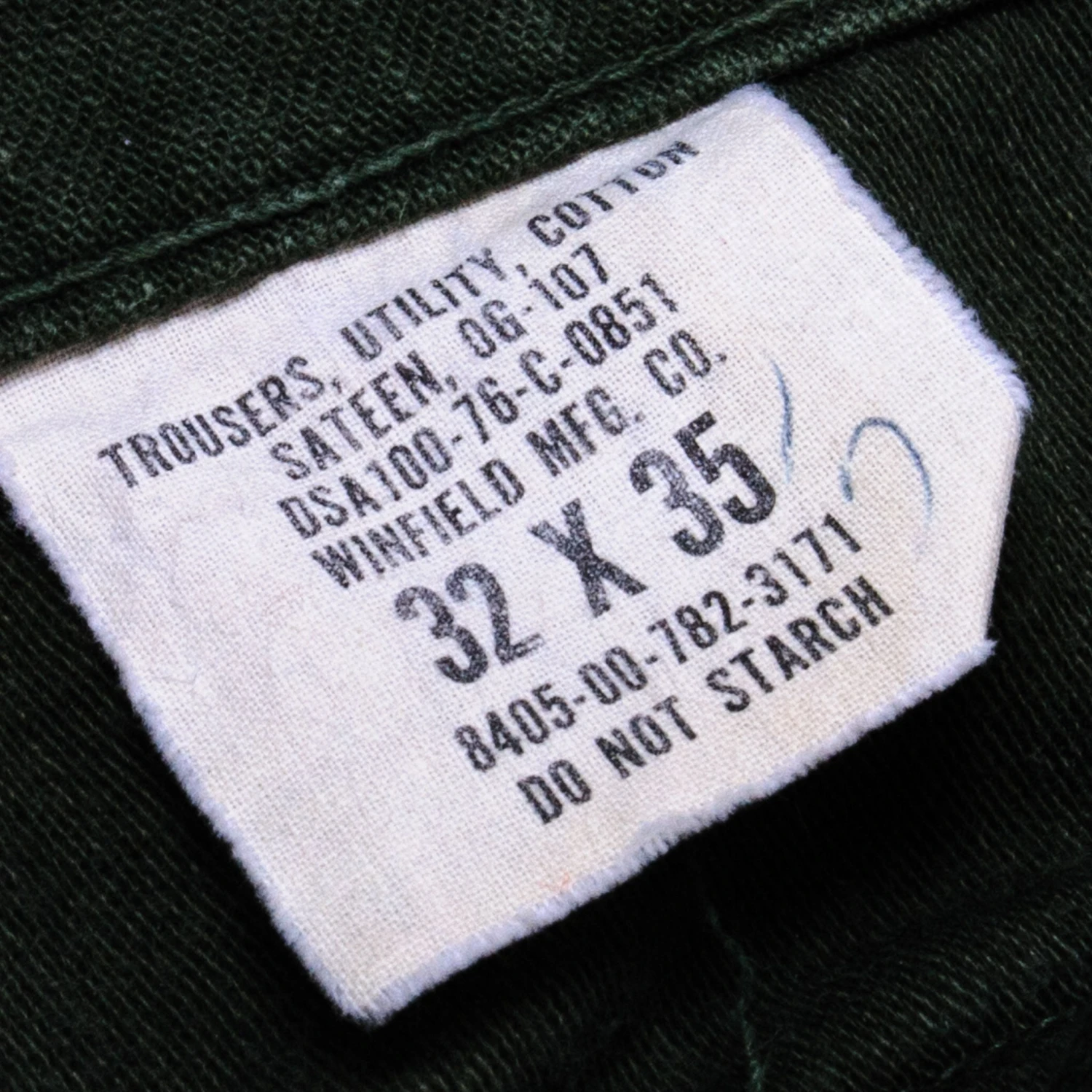 VINTAGE US ARMY UTILITY OG-107 SATEEN TROUSERS PANTS 1976 SIZE 29X26(Vietnam War Field Trousers Pants Utility Sateen 1976 Cotton 29x26) 3 VINTAGE US ARMY UTILITY OG-107 SATEEN TROUSERS PANTS 1976 SIZE 29X26(Vietnam War Field Trousers Pants Utility Sateen 1976 Cotton 29x26) - Image 3