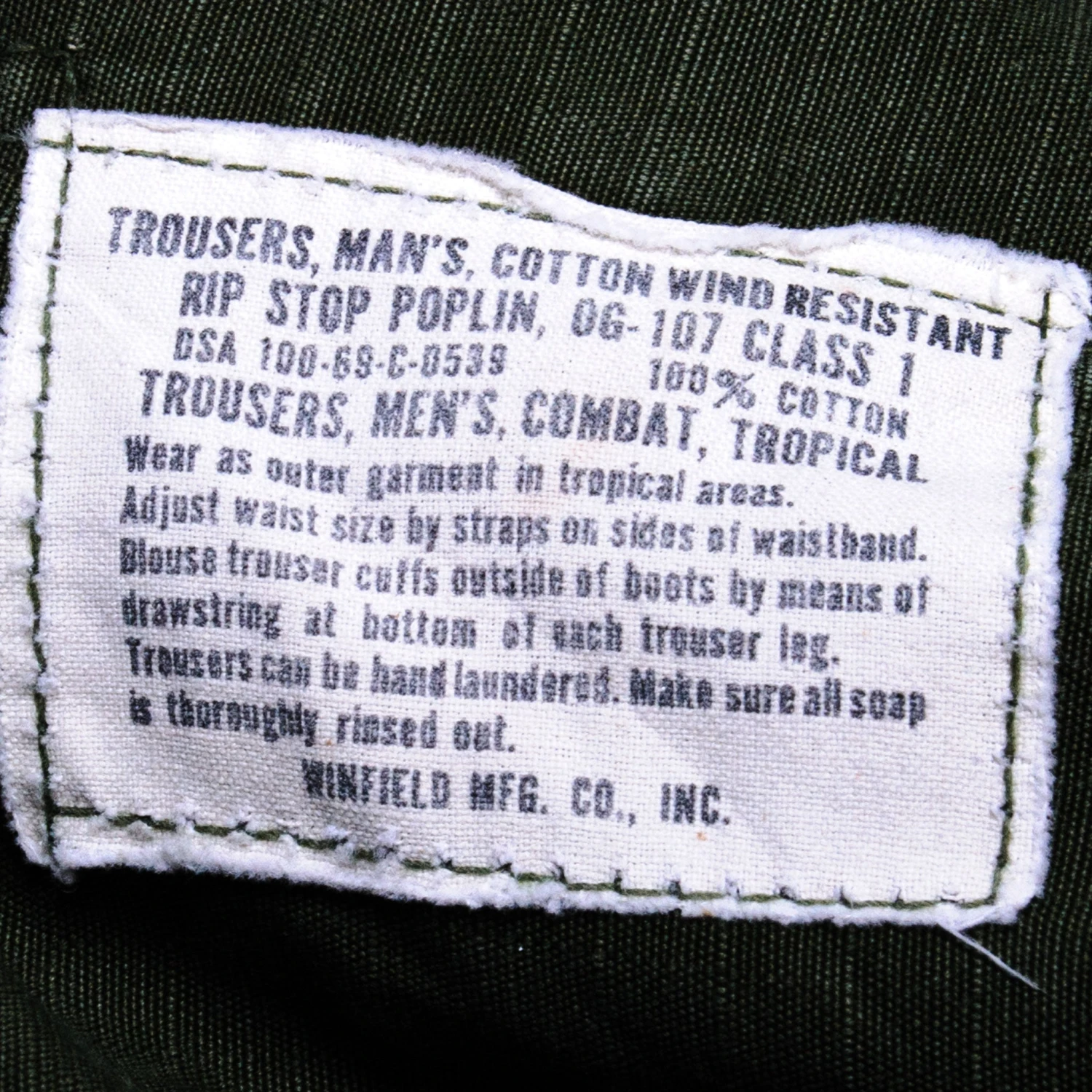 US ARMY FIELD TROUSERS PANTS RIP STOP POPLIN 1969 VIETNAM WAR SIZE 30X32 SMALL LONG(Vietnam War Field Trousers Pants Rip Stop Polin Class 1 1969 Cotton 30x32 Small Long) 4 US ARMY FIELD TROUSERS PANTS RIP STOP POPLIN 1969 VIETNAM WAR SIZE 30X32 SMALL LONG(Vietnam War Field Trousers Pants Rip Stop Polin Class 1 1969 Cotton 30x32 Small Long) - Image 4