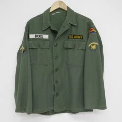 US ARMY UTILITY SHIRT P-58 P58 1960'S 7TH ARMY SPECIALIST E5 PATCH SIZE SMALL(Us Army 1960s Vietnam Shirt Utility Sateen 7th Army Specialist)