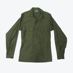 VINTAGE US ARMY UTILITY SHIRT P64 1970S VIETNAM WAR DEADSTOCK SIZE 13 1/2 X 32(Us Army 1970s Vietnam Shirt Utility Sateen Deadstock) -Rare Gear USA Shop blan open