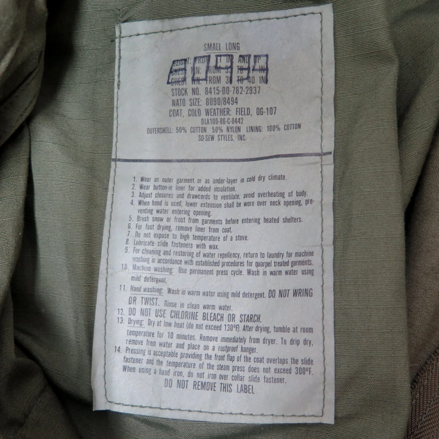 VINTAGE USAF US AIR FORCE M-1965 M65 FIELD JACKET PATCHED 1986 SIZE SMALL LONG(Us Army 1986 M65 M 65 Field Jacket Small Long Gulf War) 5 VINTAGE USAF US AIR FORCE M-1965 M65 FIELD JACKET PATCHED 1986 SIZE SMALL LONG(Us Army 1986 M65 M 65 Field Jacket Small Long Gulf War) - Image 5