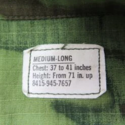 US ARMY TROPICAL COMBAT JACKET 5TH PATTERN ERDL 1969 VIETNAM WAR MEDIUM LONG(Vietnam Tropical Combat Camo Jacket Ripstop 1969 Medium Long) -Rare Gear USA Shop camz tag2