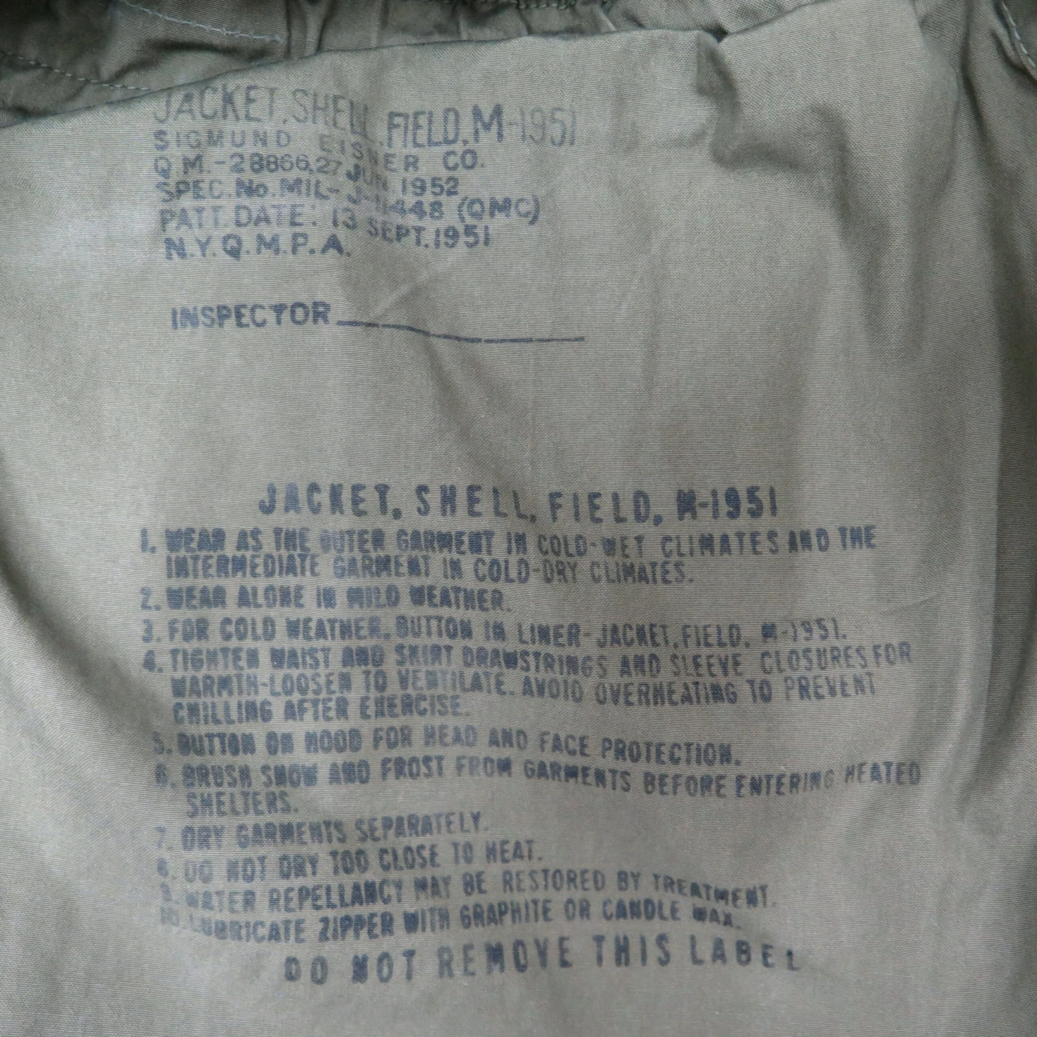 US ARMY M-1951 M51 FIELD JACKET 1952 KOREAN WAR SIZE MEDIUM REGULAR(Vintage Us Army M 1951 M51 1952 Field Jacket Medium Regular Korean War) 4 US ARMY M-1951 M51 FIELD JACKET 1952 KOREAN WAR SIZE MEDIUM REGULAR(Vintage Us Army M 1951 M51 1952 Field Jacket Medium Regular Korean War) - Image 4