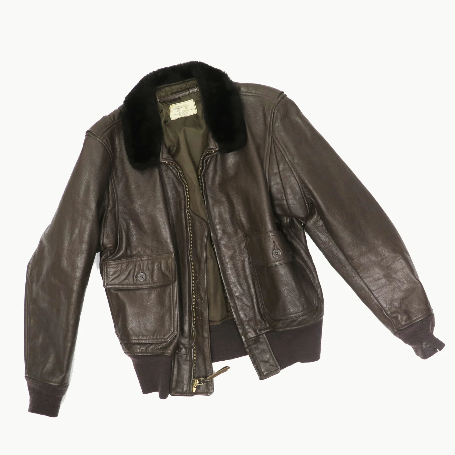 USN US NAVY LEATHER JACKET FLYERS TYPE G-1 G1 1976 SIZE 42(Product 6) 2 USN US NAVY LEATHER JACKET FLYERS TYPE G-1 G1 1976 SIZE 42(Product 6) - Image 2