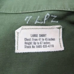 US ARMY TROPICAL COMBAT JACKET 4TH PATTERN 1968 VIETNAM WAR USA REC PATCH SIZE LARGE SHORT(Vietnam Tropical Combat Jacket Ripstop 1968 Large Short) -Rare Gear USA Shop lope tag