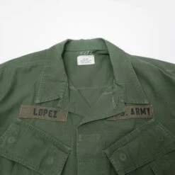 US ARMY TROPICAL COMBAT JACKET 4TH PATTERN 1968 VIETNAM WAR USA REC PATCH SIZE LARGE SHORT(Vietnam Tropical Combat Jacket Ripstop 1968 Large Short) -Rare Gear USA Shop lope zoom