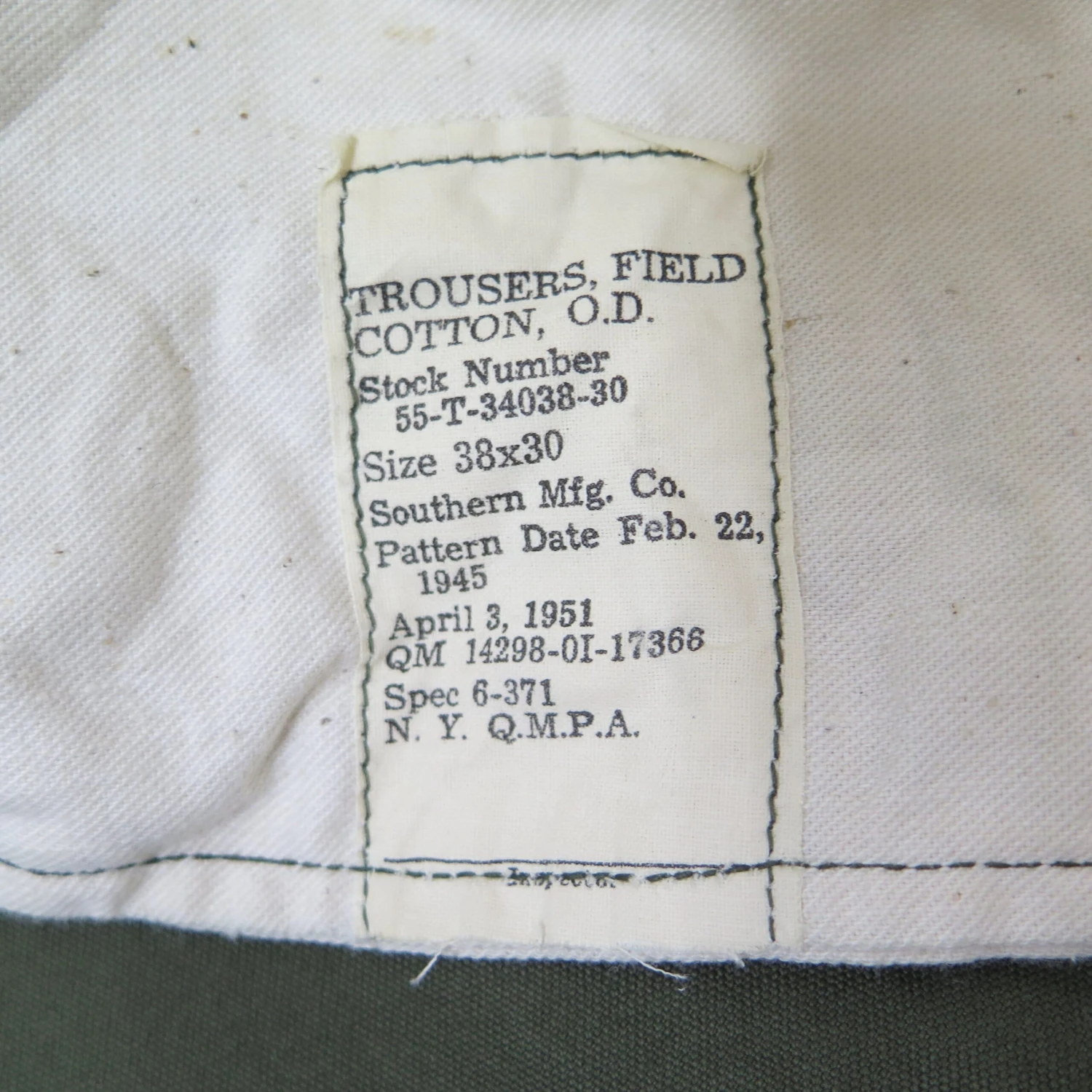 US ARMY FIELD TROUSERS PANTS PATTERN DATE FEB 1945 ISSUE DATE APR 1951 KOREAN WAR COTTON SIZE 36X28(Ww2 Field Trousers M 45 1951 Cotton 38x30) 4 US ARMY FIELD TROUSERS PANTS PATTERN DATE FEB 1945 ISSUE DATE APR 1951 KOREAN WAR COTTON SIZE 36X28(Ww2 Field Trousers M 45 1951 Cotton 38x30) - Image 4