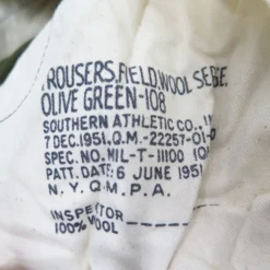 US ARMY FIELD TROUSERS PANTS M-1951 M51 1951 KOREAN WAR SIZE 28X32 SMALL LONG(Korean War Field Trousers M 51 1951 Wool 28x32) -Rare Gear USA Shop pants0005 stamp2 scaled