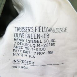 US ARMY FIELD TROUSERS PANTS M-1951 M51 1951 KOREAN WAR SIZE 30X30 SMALL REGULAR(Korean War Field Trousers M 51 1951 Wool 30x30) -Rare Gear USA Shop pants0007 stamp2