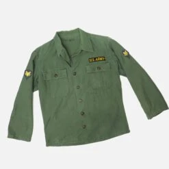 US ARMY UTILITY SHIRT P-58 P58 1960'S VIETNAM WAR SPECIALIST E4 PATCH SIZE MEDIUM(Us Army Vietnam Shirt Sateen 1960s Specialist) -Rare Gear USA Shop pat fr