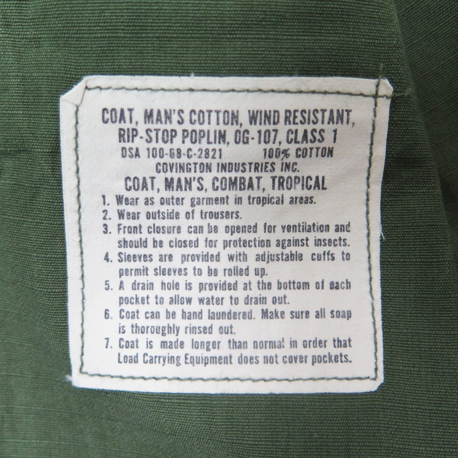 US ARMY TROPICAL COMBAT JACKET 5TH PATTERN 1968 VIETNAM WAR USA REC PATCH SIZE LARGE SHORT(Vietnam Tropical Combat Jacket Usarec Ripstop 1968 Large Short) 4 US ARMY TROPICAL COMBAT JACKET 5TH PATTERN 1968 VIETNAM WAR USA REC PATCH SIZE LARGE SHORT(Vietnam Tropical Combat Jacket Usarec Ripstop 1968 Large Short) - Image 4