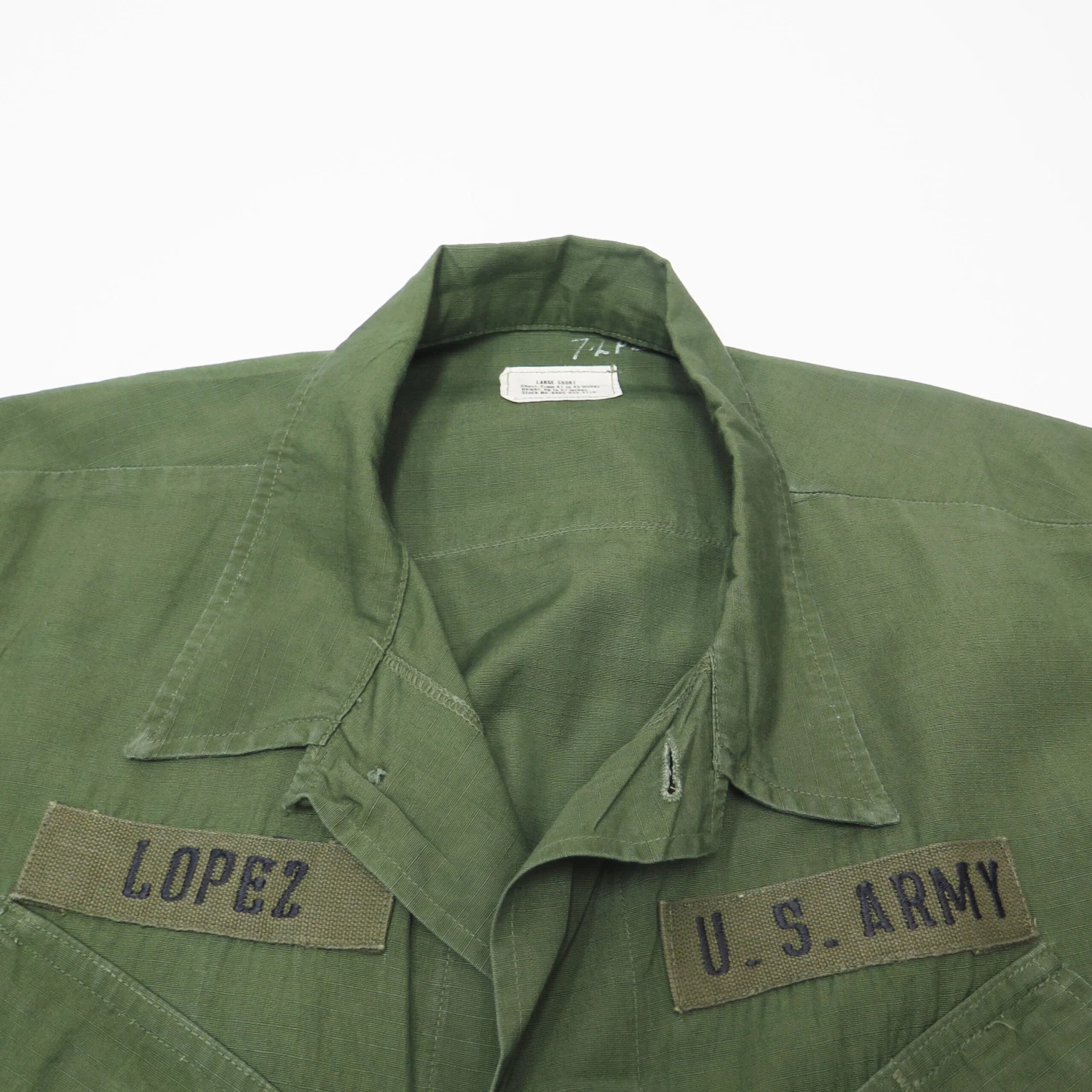 US ARMY TROPICAL COMBAT JACKET 5TH PATTERN 1968 VIETNAM WAR USA REC PATCH SIZE LARGE SHORT(Vietnam Tropical Combat Jacket Usarec Ripstop 1968 Large Short) 7 US ARMY TROPICAL COMBAT JACKET 5TH PATTERN 1968 VIETNAM WAR USA REC PATCH SIZE LARGE SHORT(Vietnam Tropical Combat Jacket Usarec Ripstop 1968 Large Short) - Image 7