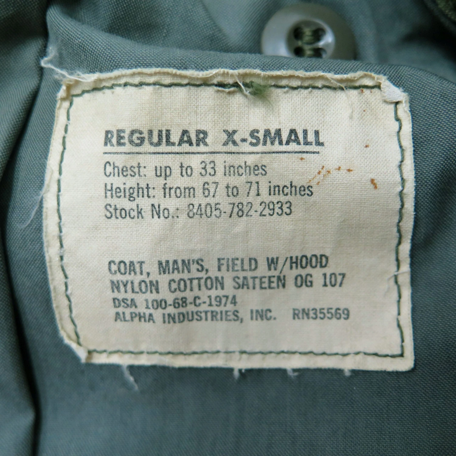 US ARMY M-1965 M65 FIELD JACKET 1968 VIETNAM WAR SIZE XS XSMALL REGULAR(Us Army M65 M 65 1968 Vietnam Field Jacket Xs Extra Small Regular Alpha) 4 US ARMY M-1965 M65 FIELD JACKET 1968 VIETNAM WAR SIZE XS XSMALL REGULAR(Us Army M65 M 65 1968 Vietnam Field Jacket Xs Extra Small Regular Alpha) - Image 4