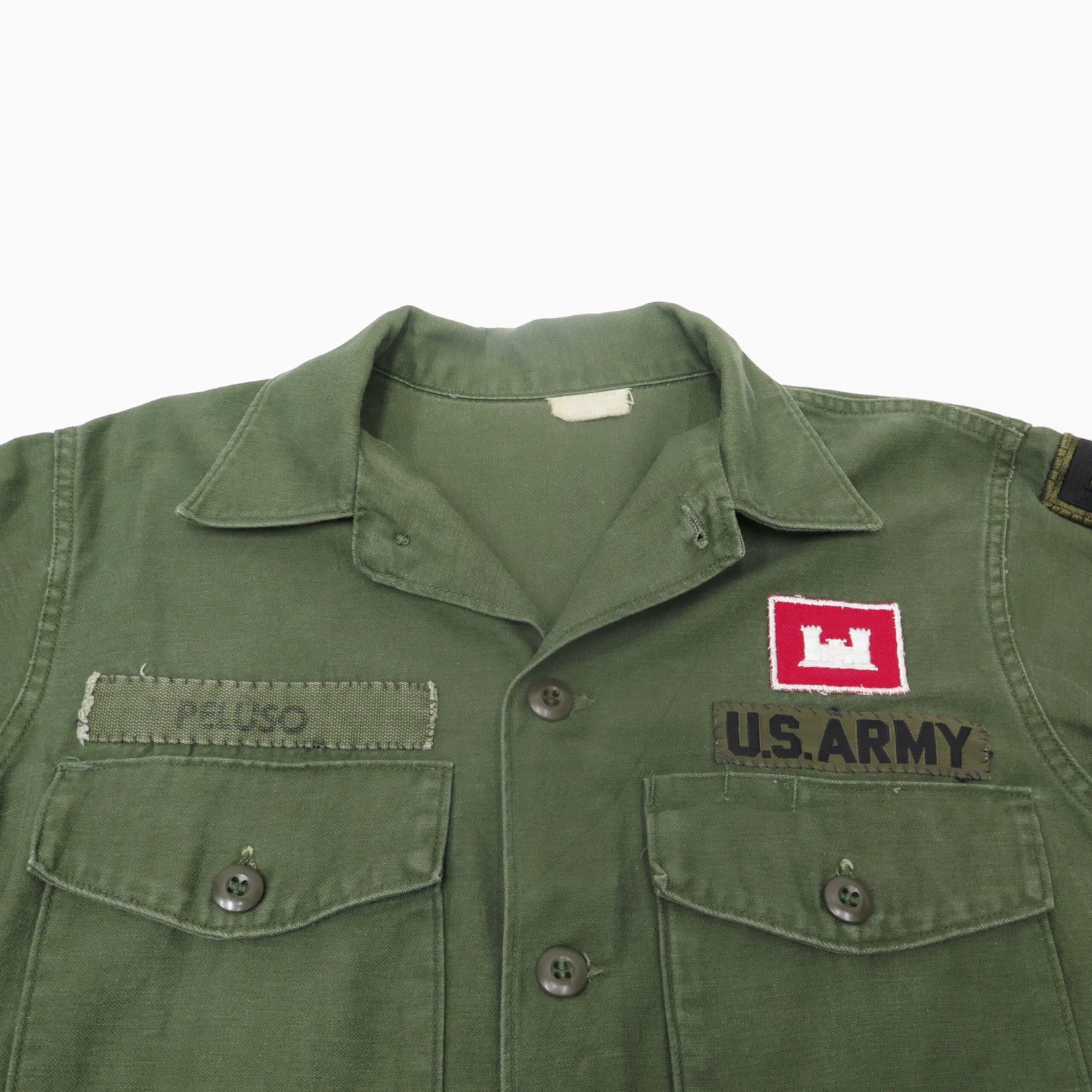 VINTAGE US ARMY UTILITY SHIRT P-64 P64 1960'S CORPS OF ENGINEERS 1ST ARMY PATCH SIZE 15 1/2 X 33(Us Army 1960s Vietnam Shirt Utility Sateen) 6 VINTAGE US ARMY UTILITY SHIRT P-64 P64 1960'S CORPS OF ENGINEERS 1ST ARMY PATCH SIZE 15 1/2 X 33(Us Army 1960s Vietnam Shirt Utility Sateen) - Image 6
