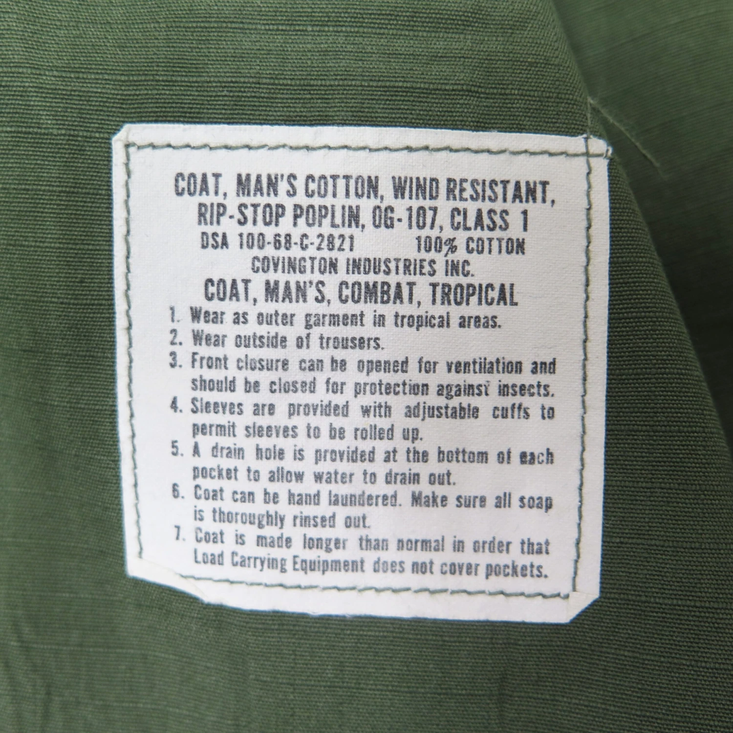 US ARMY TROPICAL COMBAT JACKET 5TH PATTERN RIPSTOP 1968 VIETNAM WAR LARGE SHORT 1ST INFANTRY DIVISION(Vietnam Tropical Combat Jacket Ripstop 1968 Large Short 1st Infantry Division) 5 US ARMY TROPICAL COMBAT JACKET 5TH PATTERN RIPSTOP 1968 VIETNAM WAR LARGE SHORT 1ST INFANTRY DIVISION(Vietnam Tropical Combat Jacket Ripstop 1968 Large Short 1st Infantry Division) - Image 5
