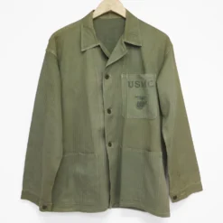 USMC US MARINE CORPS UTILITY JACKET HERRINGBONE TWILL STENCIL 1940'S WW2(Ww2 Usmc Herringbone Stencil Shirt 1940s 1)