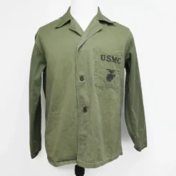 USMC US MARINE CORPS UTILITY SHIRT HBT HERRINGBONE TWILL 1940's WW2 USMC STENCIL SIZE MEDIUM(Ww2 Usmc Herringbone Stencil Shirt 1940s)