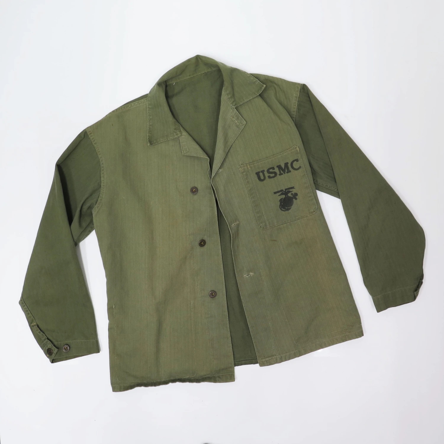USMC US MARINE CORPS UTILITY SHIRT HBT HERRINGBONE TWILL 1940's WW2 USMC STENCIL SIZE MEDIUM(Ww2 Usmc Herringbone Stencil Shirt 1940s) 2 USMC US MARINE CORPS UTILITY SHIRT HBT HERRINGBONE TWILL 1940's WW2 USMC STENCIL SIZE MEDIUM(Ww2 Usmc Herringbone Stencil Shirt 1940s) - Image 2