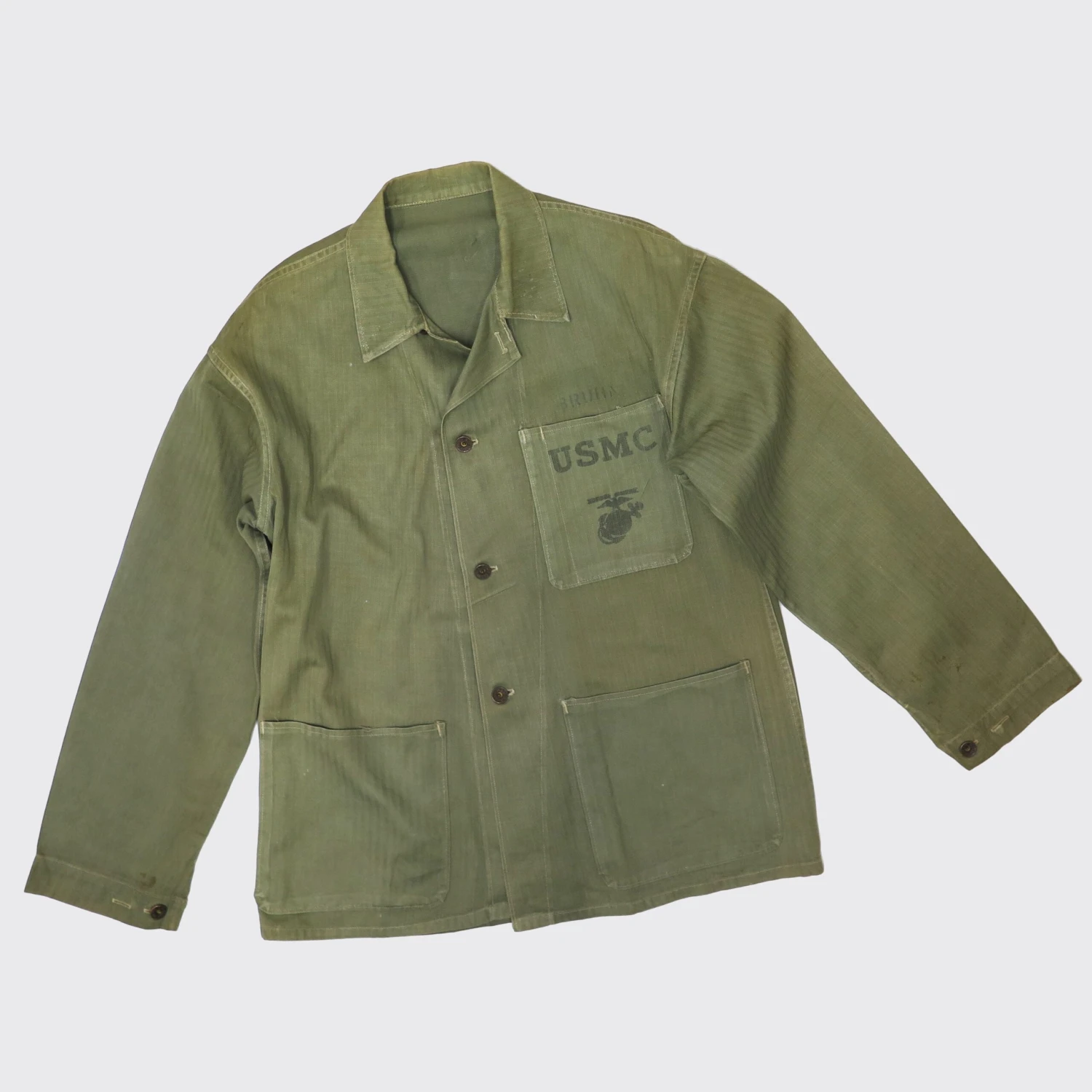 USMC US MARINE CORPS UTILITY JACKET HERRINGBONE TWILL STENCIL 1940'S WW2(Ww2 Usmc Herringbone Stencil Shirt 1940s 1) 3 USMC US MARINE CORPS UTILITY JACKET HERRINGBONE TWILL STENCIL 1940'S WW2(Ww2 Usmc Herringbone Stencil Shirt 1940s 1) - Image 3