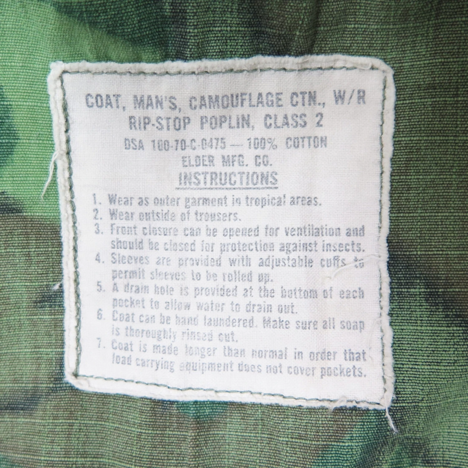 TROPICAL COMBAT JACKET 5TH PATTERN ERDL 1970 VIETNAM WAR SIZE MEDIUM LONG(Vietnam Poplin Rip Stop Tropical Combat Shirt 1970 Medium) 4 TROPICAL COMBAT JACKET 5TH PATTERN ERDL 1970 VIETNAM WAR SIZE MEDIUM LONG(Vietnam Poplin Rip Stop Tropical Combat Shirt 1970 Medium) - Image 4
